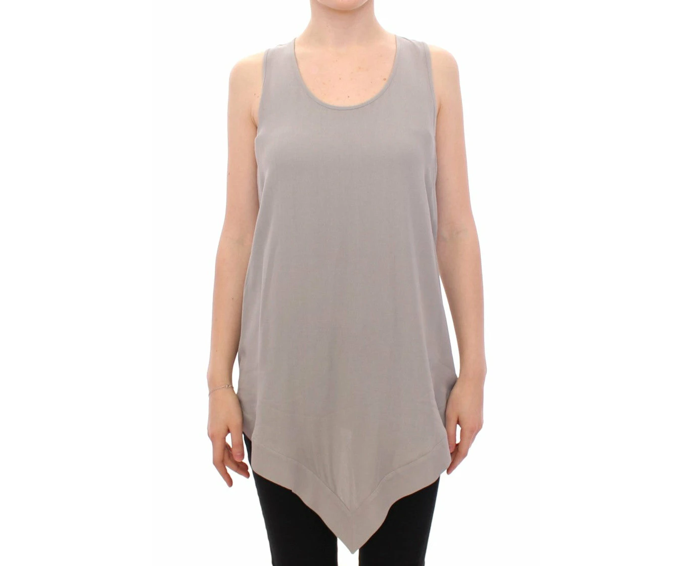 Gray Viscose Tank Top Shirt Blouse