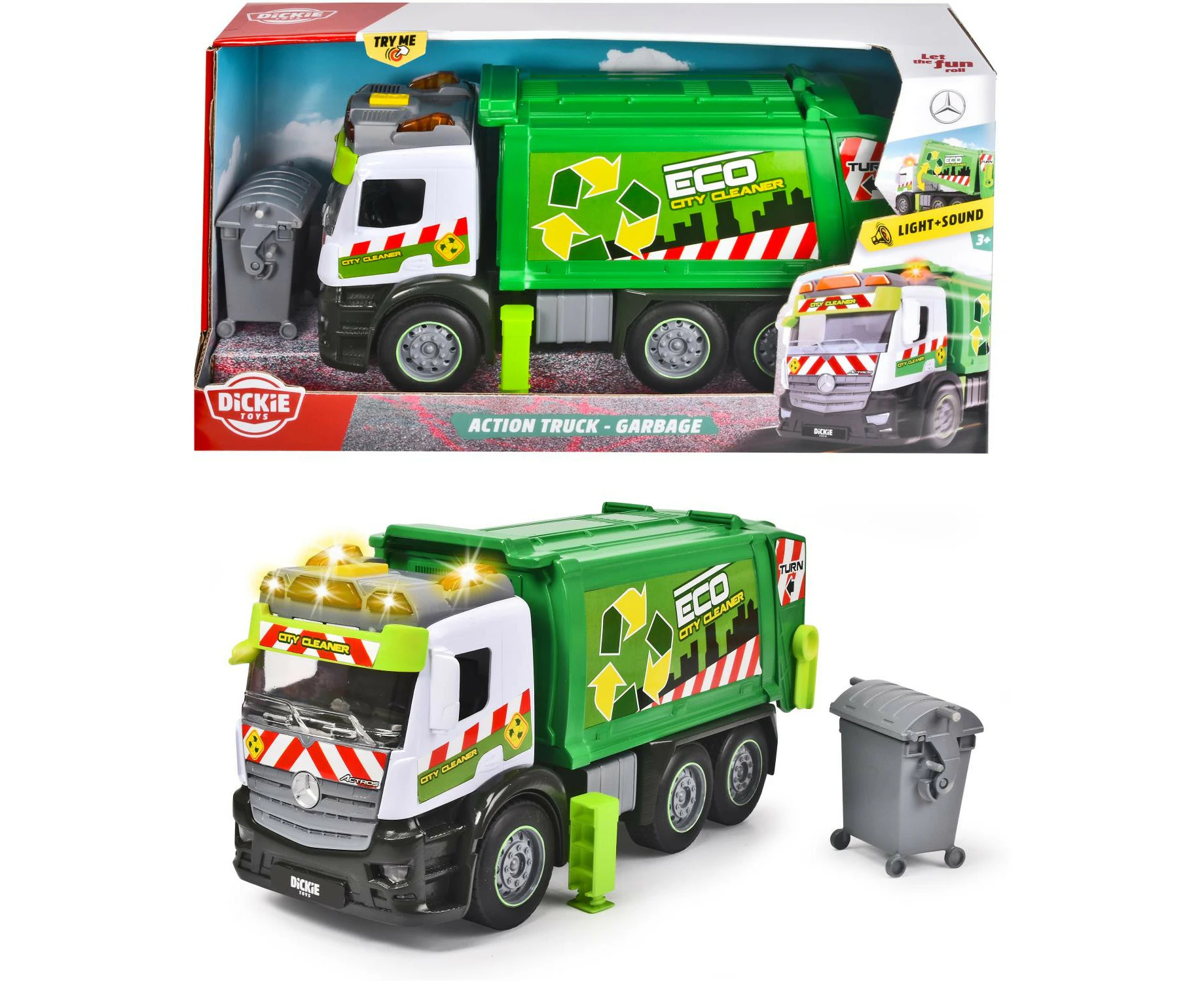 Dickie Action Truck - Garbage - Mercedes Truck, 26 Cm