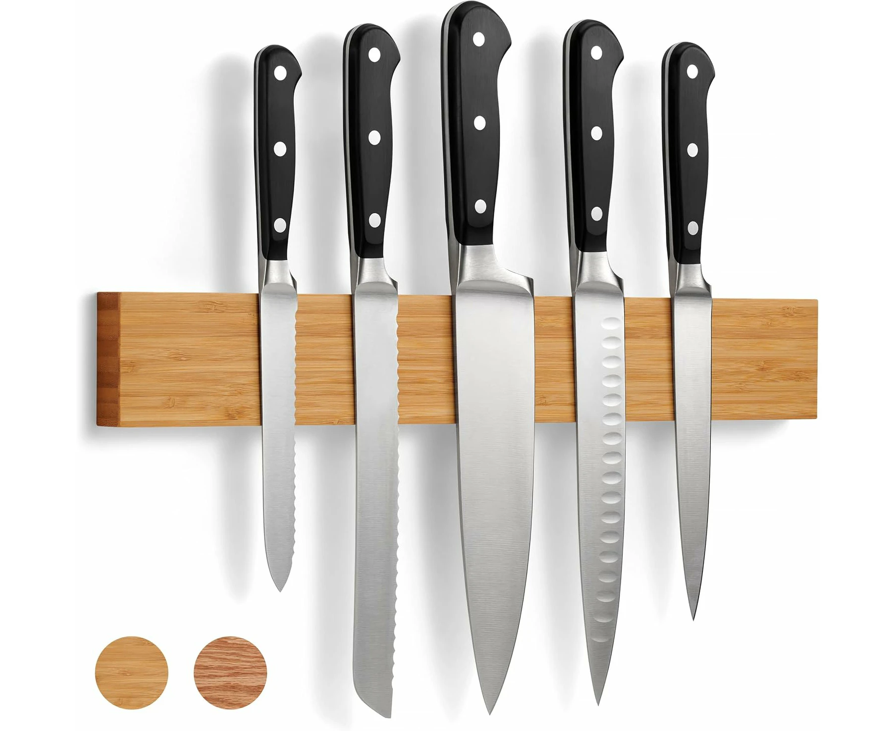 Magnetic Bamboo Knife Holder - 40cm Extra Strong Magnet for Kitchen Utensils & Tools, Wall-Mounted Magnetic Wood Knife Block Rack