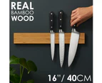 Magnetic Bamboo Knife Holder - 40cm Extra Strong Magnet for Kitchen Utensils & Tools, Wall-Mounted Magnetic Wood Knife Block Rack