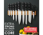 Magnetic Bamboo Knife Holder - 40cm Extra Strong Magnet for Kitchen Utensils & Tools, Wall-Mounted Magnetic Wood Knife Block Rack