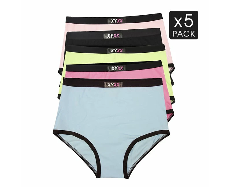 5 Womens High Waisted Panties Full Brief Mix Colour Pack -  XYXX Underwear