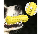 Dog Chew Toys Interactive Fun Teeth Cleaning Soft TPR Dog Toothbrush Dog Squeaky Toys for Indoor Outdoor Yellow