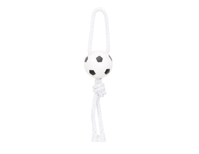 Pet Toy Molar Tooth Cleaning for Dogs Football Basketball Rugby Chew Cotton Rope (Football)