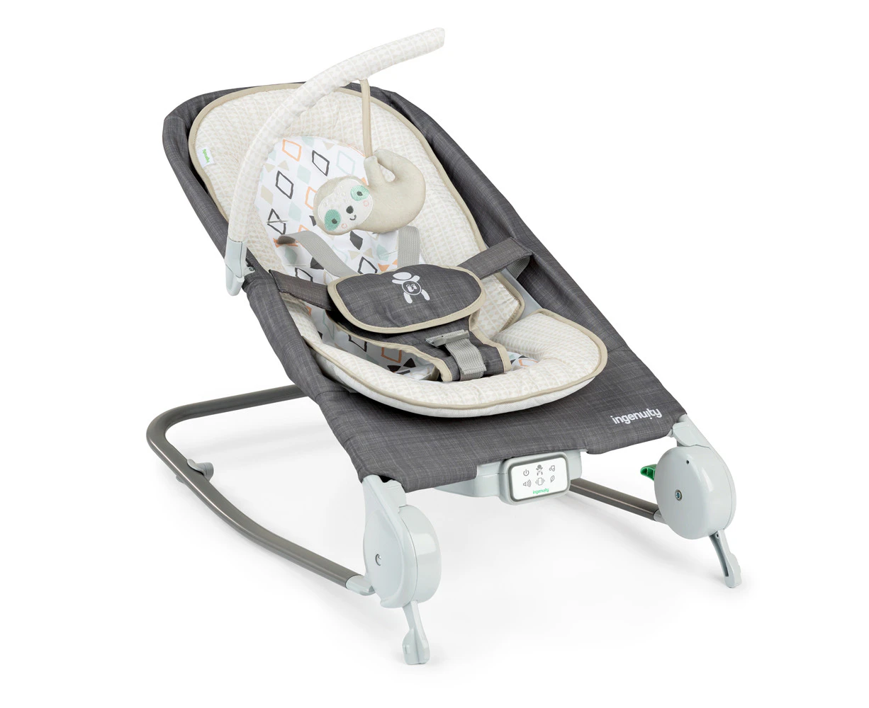 Ingenuity Happy Belly Rock-To-Bounce Baby Massage Seat Parker Grey 0m+