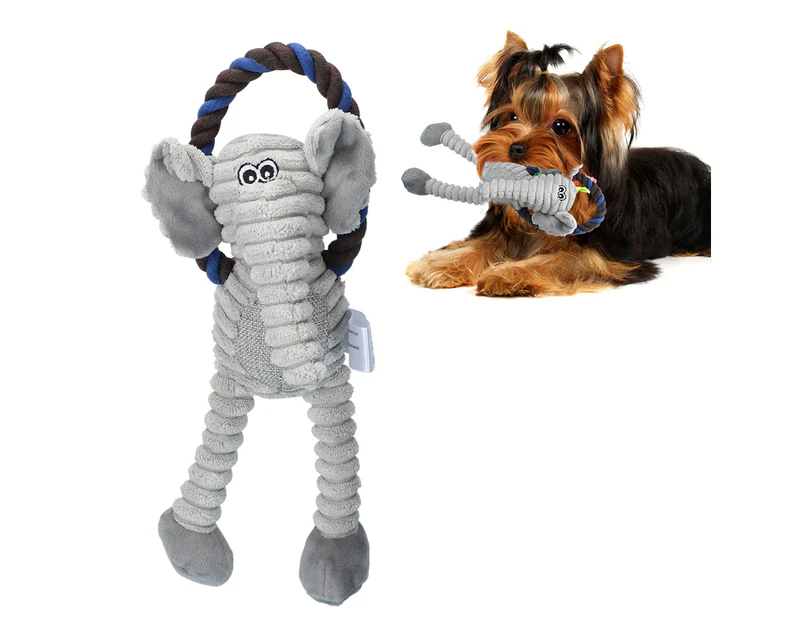 Soft Plush Pet Sounding Teeth Cleaning Protection Chewing Biting Interactive Training Toy for DogsElephant