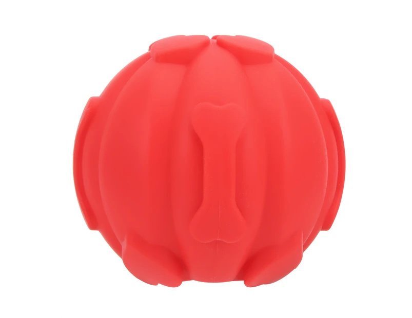 Pet Dog Soft Silicone Non-toxic Sounding Teeth Cleaning Protection Biting Ball Toy (red)