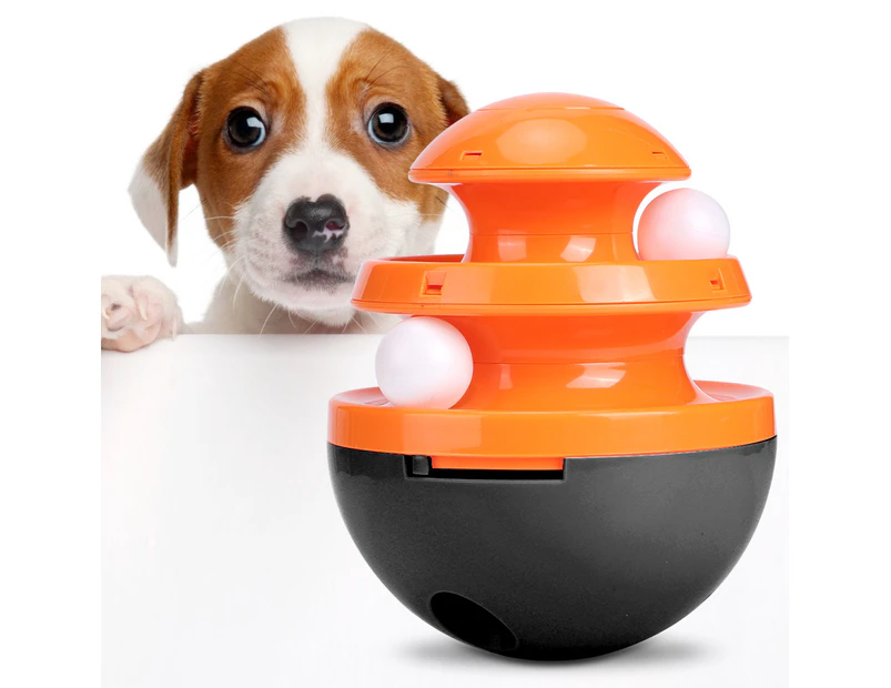 Pet Dog Tumbler Feeder Rail Ball Toys Feeding Leakage Food Puzzle Training Playingblack