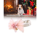 Adjustable Cat Pet Dog Collars Lace Bowknot Collar with Bells Pink S