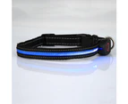 LED Dog Collar with USB Rechargeable Adjustable Nylon Collars for Pets Safety Flashing(Blue, L)