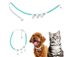 Quality Pet Adjustable Cute Necklace Collars with Bell for Most of Dog Cat Supplyblue XS