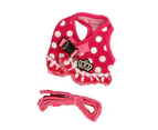 Dog Harness Leash Adjustable Escape Proof Breathable Safe Dots Design Puppy Vest Belt for Walking Training Pink S