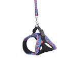 Polyester Lightweight Adjustable Soft Breathable Reflective Printing Pet Vest Harness Chest Strap Pulling Leash Rope for DogsNo. 17 Color L