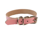 PU Leather Pet Puppy Collar Simple Pure Color Adjustable Dog Collars(pink L)