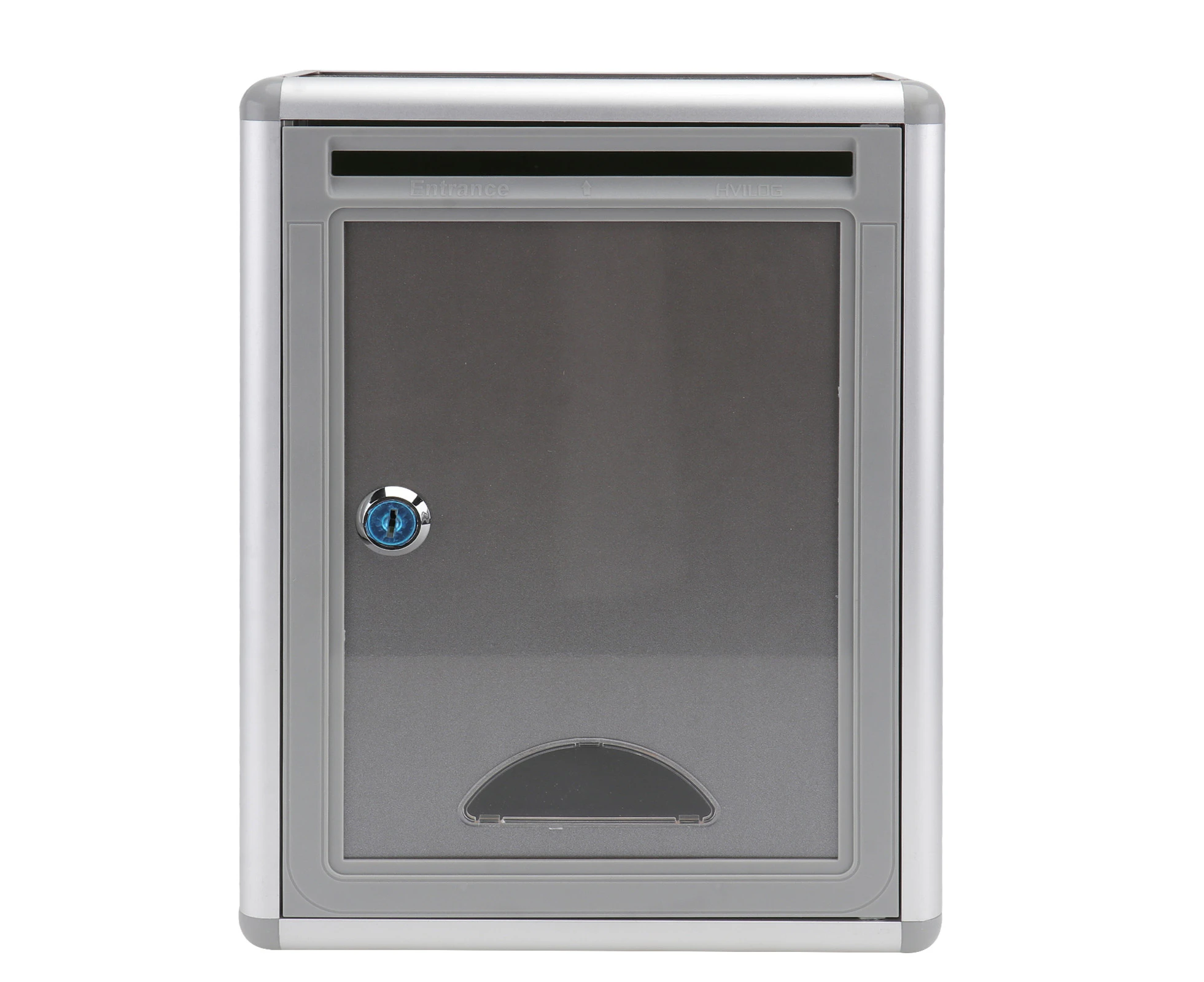 1pc Aluminum Alloy Suggestion Box Wall-mounted Security Ballot Box (Silver Grey)