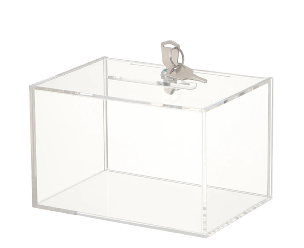 Transparent Donation Box Suggestion Box with Lock Complain Letter Box Donation Box