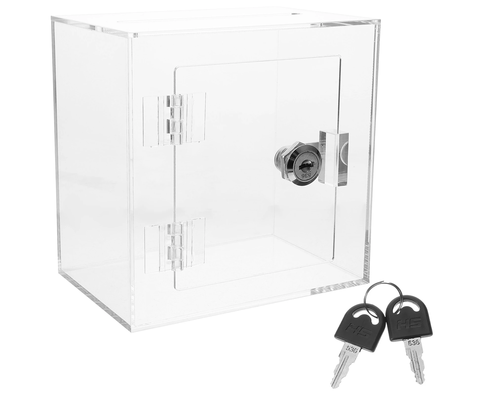 Clear Fundraising Donation Box with Lock Public Ballot Box Voting Box Suggestion Box