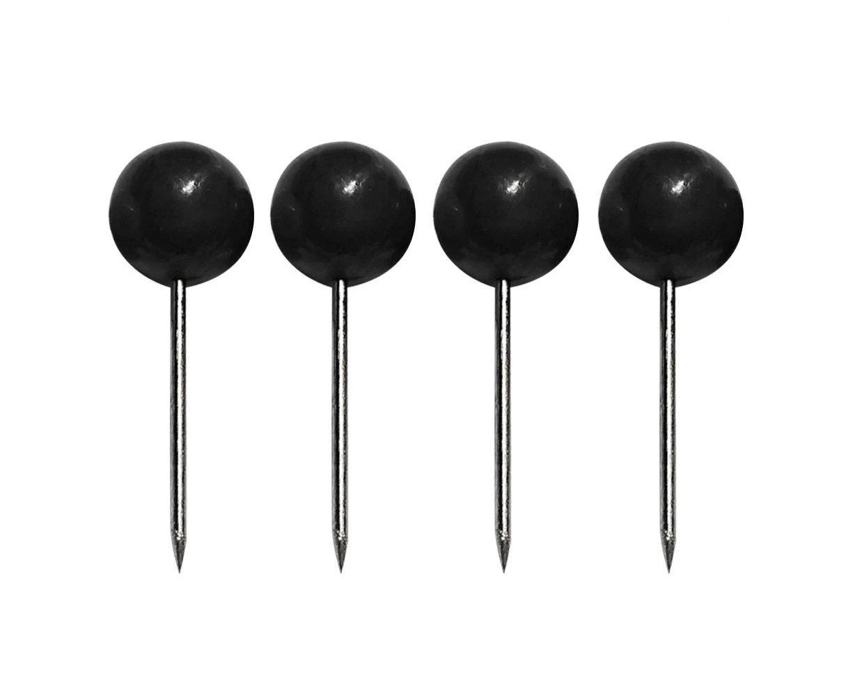 100Pcs Push Round Ball Head Map Tacks with Stainless Point for Office Home Crafts DIY Marking (Black)