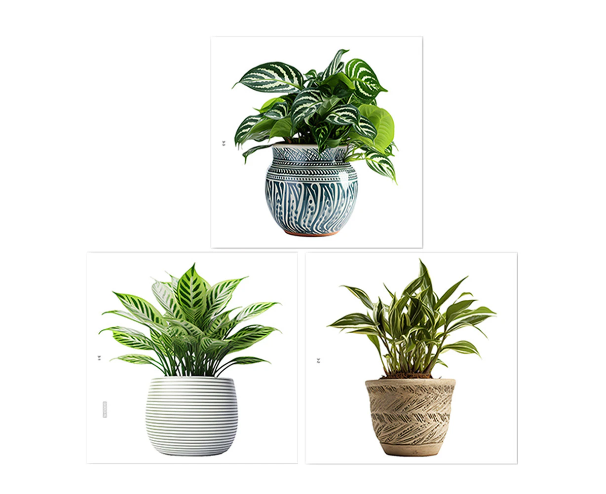 3 Sheets Pot Plants Window Clings Wall Decals Potted Plants Wall Sticker Wall Decorations