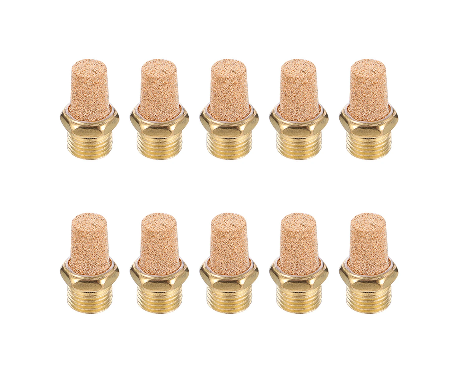 10pcs Pneumatic Muffler G1/4 Thread Pneumatic Silencer Brass Exhaust Muffler