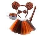 Tiger Costume Set Tiger Ears Nose Tail Tie Tutu Skirt Animal Fancy-Costume Kit - Super soft A