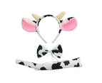 Kids-Animal Costume Spotty-Dog Ears Headband Bowtie Tail Nose Gloves 1/2/3/4 - Cow 2