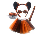 Tiger Costume Set Tiger Ears Nose Tail Tie Tutu Skirt Animal Fancy-Costume Kit - Super soft A