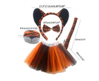 Tiger Costume Set Tiger Ears Nose Tail Tie Tutu Skirt Animal Fancy-Costume Kit - Super soft A