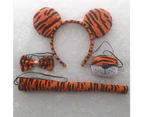 Tiger Costume Set Tiger Ears Nose Tail Tie Tutu Skirt Animal Fancy-Costume Kit - Super soft A