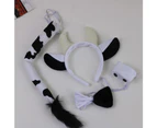 Kids-Animal Costume Spotty-Dog Ears Headband Bowtie Tail Nose Gloves 1/2/3/4 - Cow 2