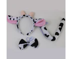 Kids-Animal Costume Spotty-Dog Ears Headband Bowtie Tail Nose Gloves 1/2/3/4 - Cow 2