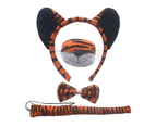 Tiger Costume Set Tiger Ears Nose Tail Tie Tutu Skirt Animal Fancy-Costume Kit - Super soft A