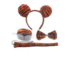 Tiger Costume Set Tiger Ears Nose Tail Tie Tutu Skirt Animal Fancy-Costume Kit - Super soft A