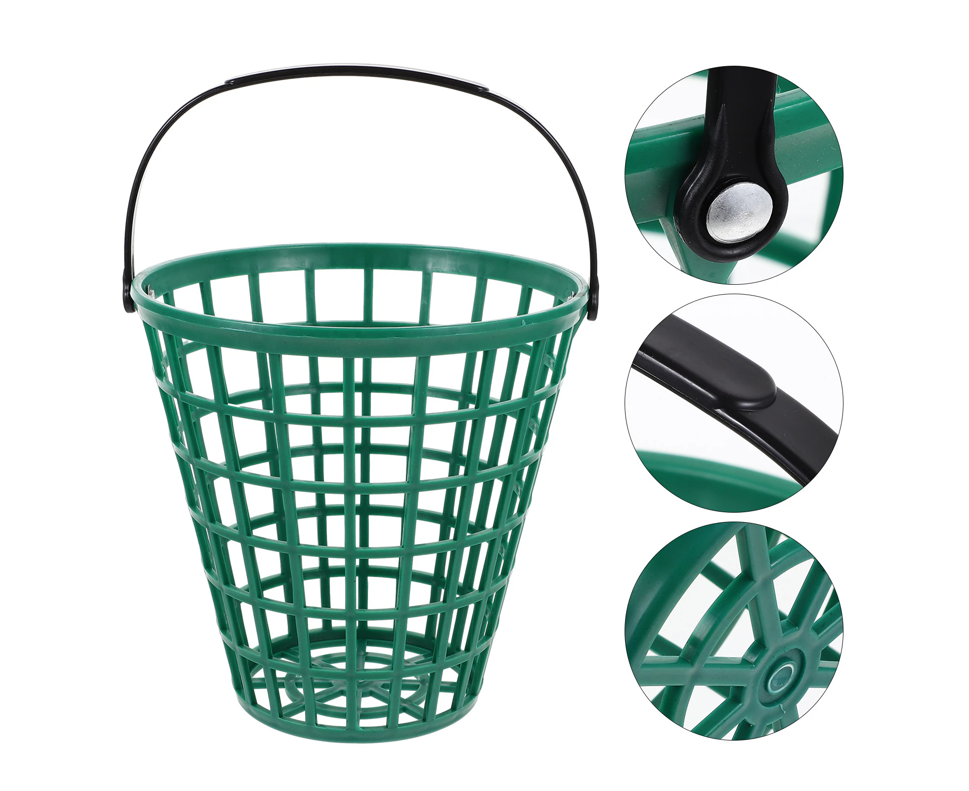 Ball Basket Golfball Container with Handle Ball Holder Contain Stadium Accessories (Green, Can Pack 75pcs)