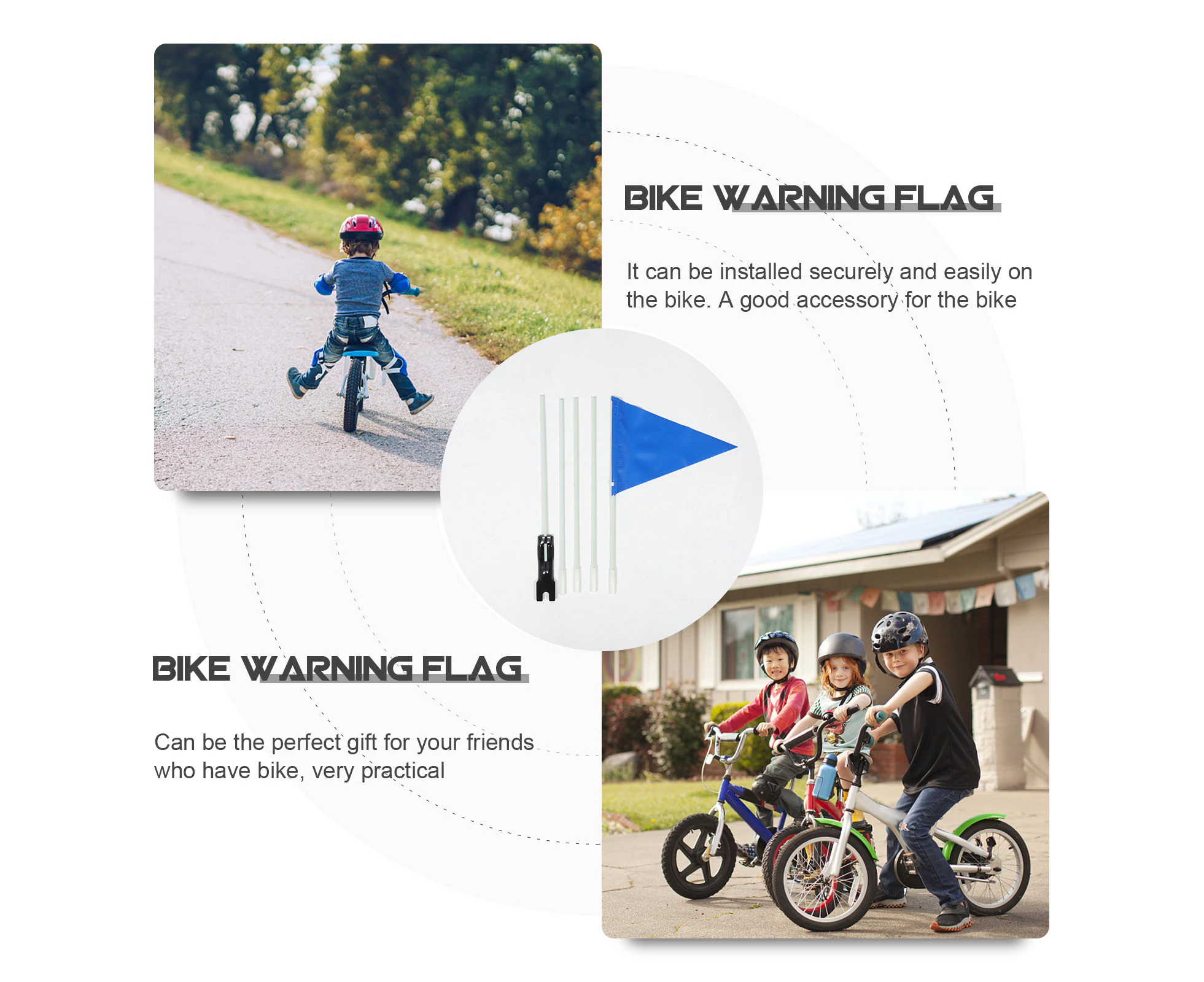 1 Set Bike Safety Flag Adjustable Pole Children's Tail Triangular Adjustable Flag