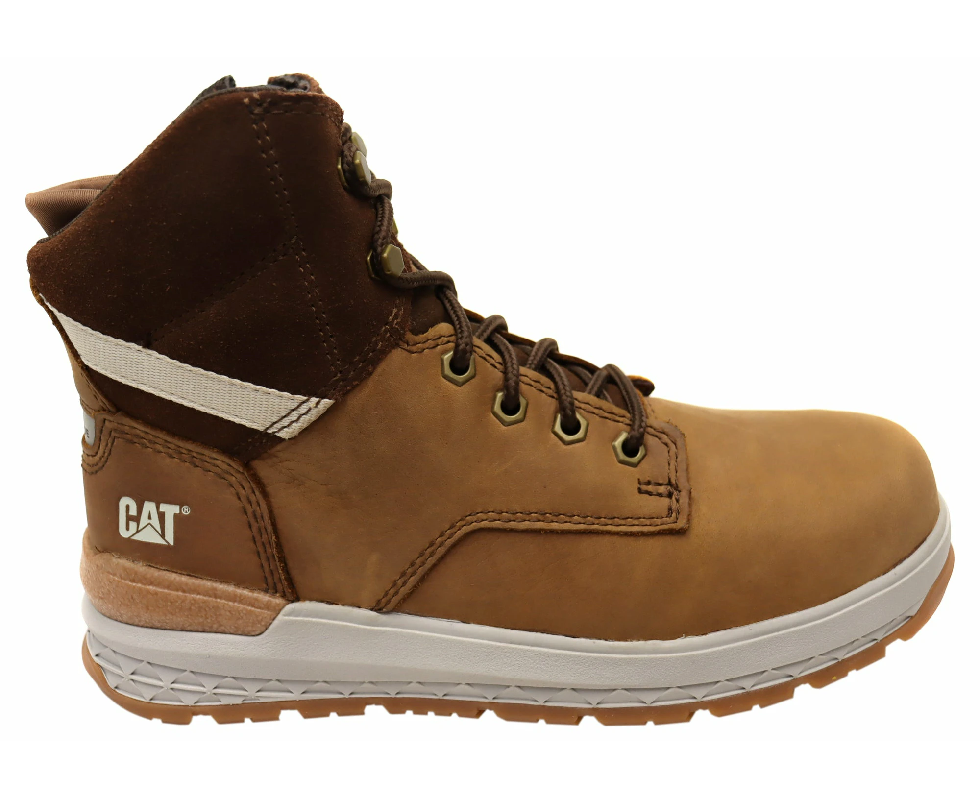 Caterpillar Mens Leather Impact Zip Carbon Composite Toe Work Boots - Mushroom