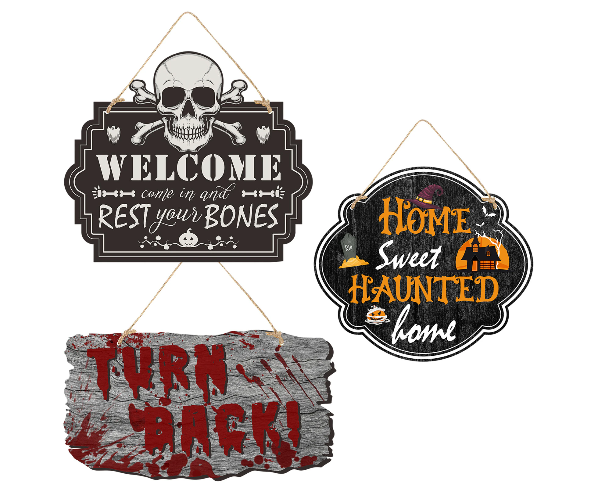 3 Pieces Halloween Beware Props Spooky Wooden Wall Signs Outdoor Decor Bloody Hanging Sign Scary Zombie Vampire Theme Party