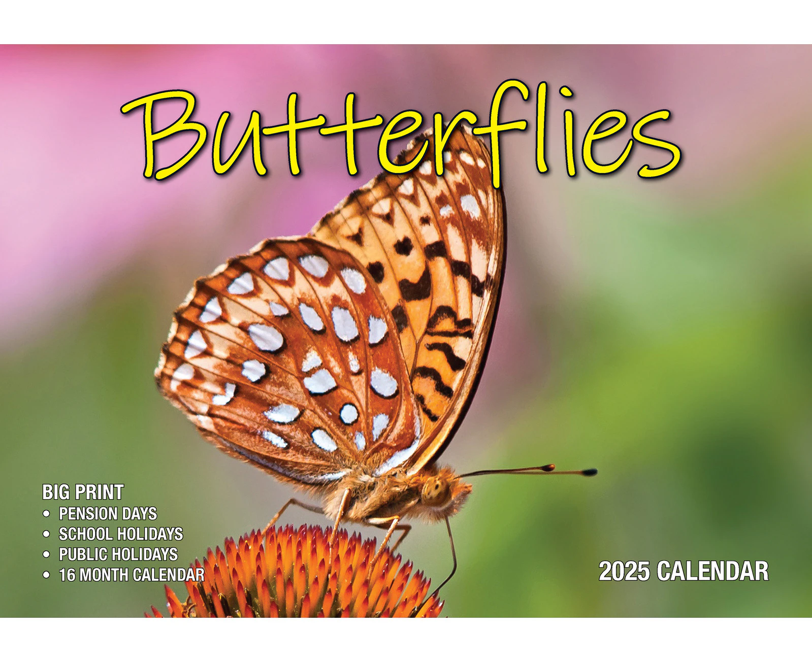 2025 Calendar Big Print Butterflies Wall Bartel BP516