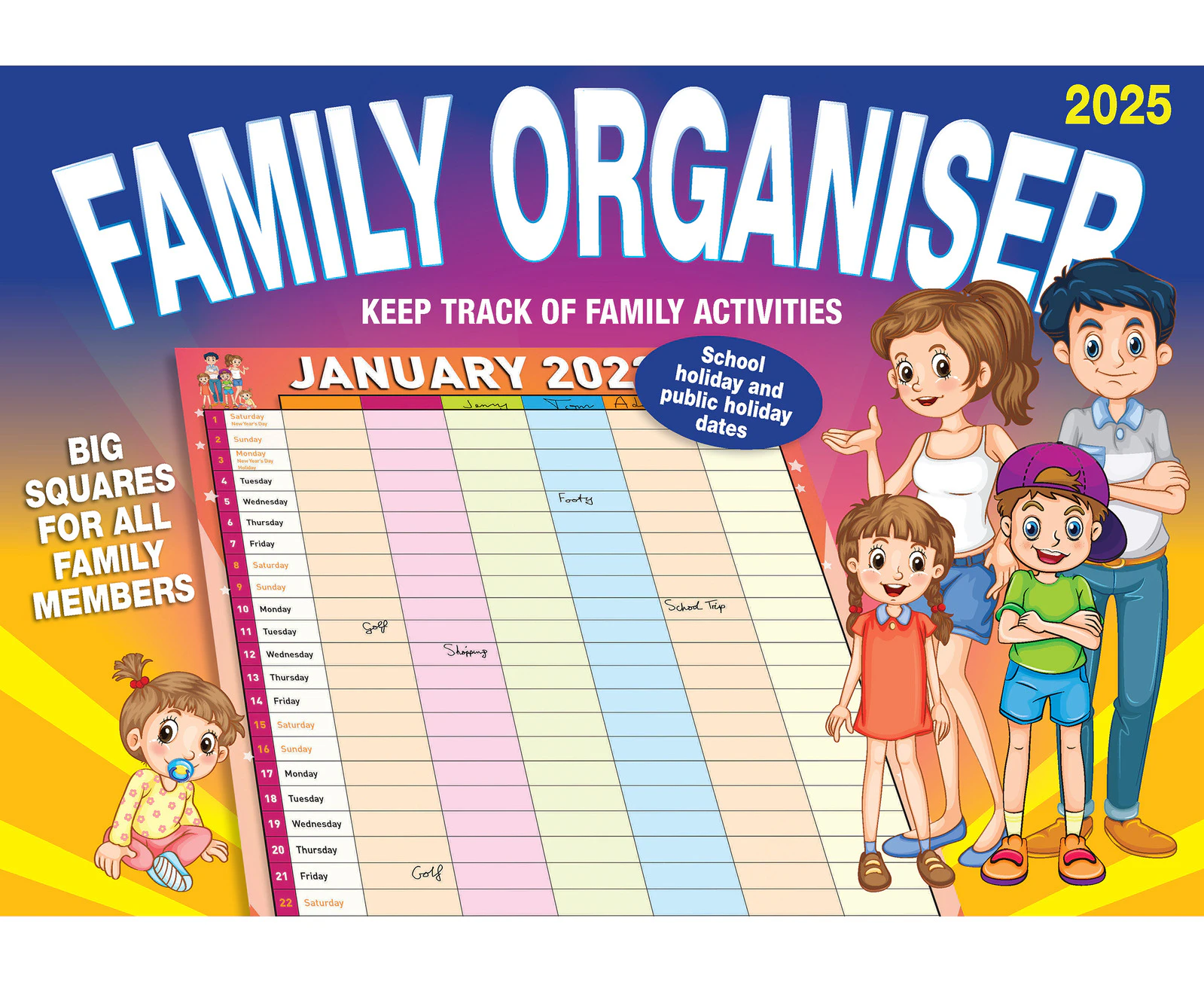 2025 Calendar Big Print Family Organiser Wall Bartel BP501