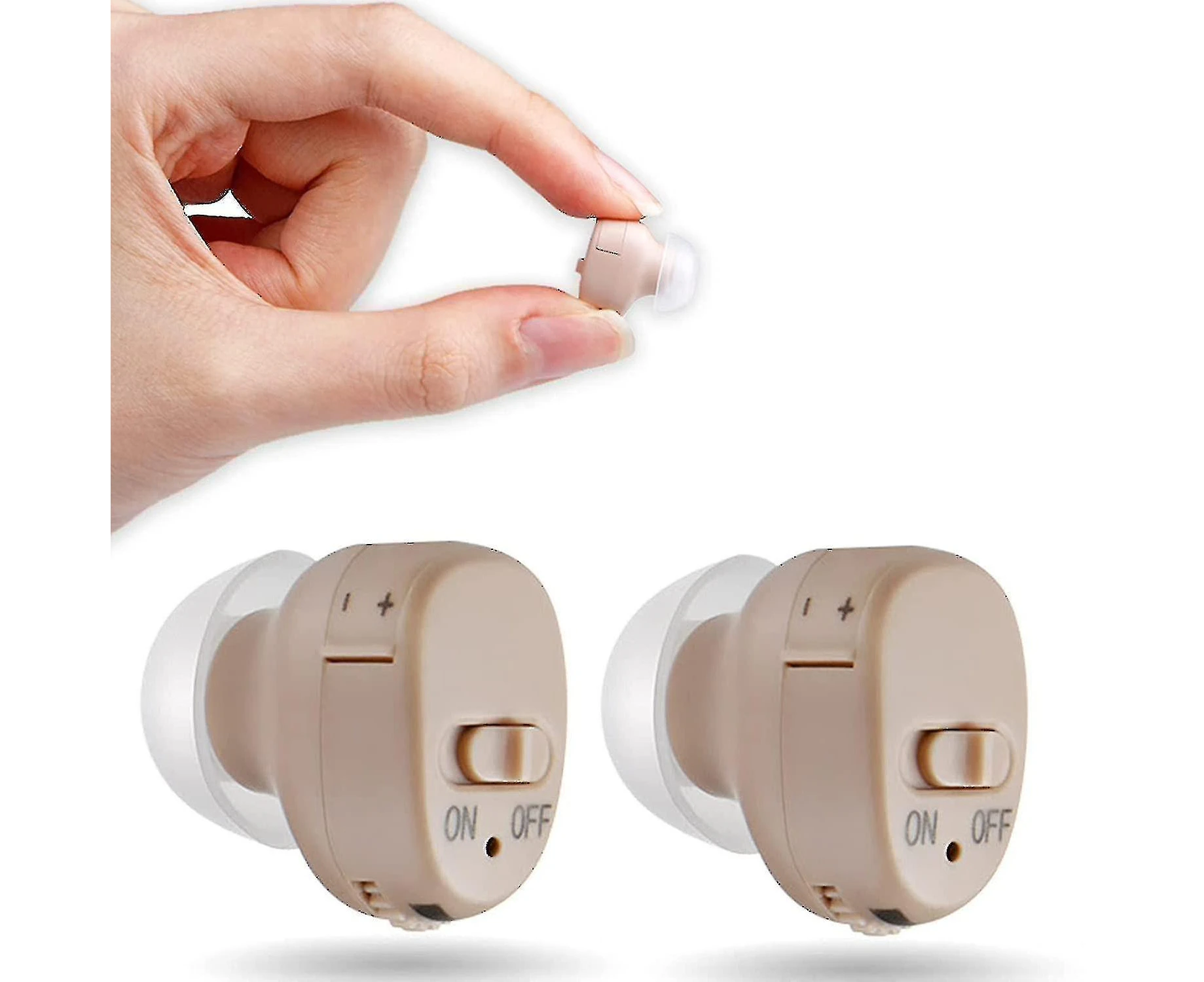 In-Ear Amplifiers For Seniors Hearing Aids With Adjustable Volume And Audio Compensation Settings