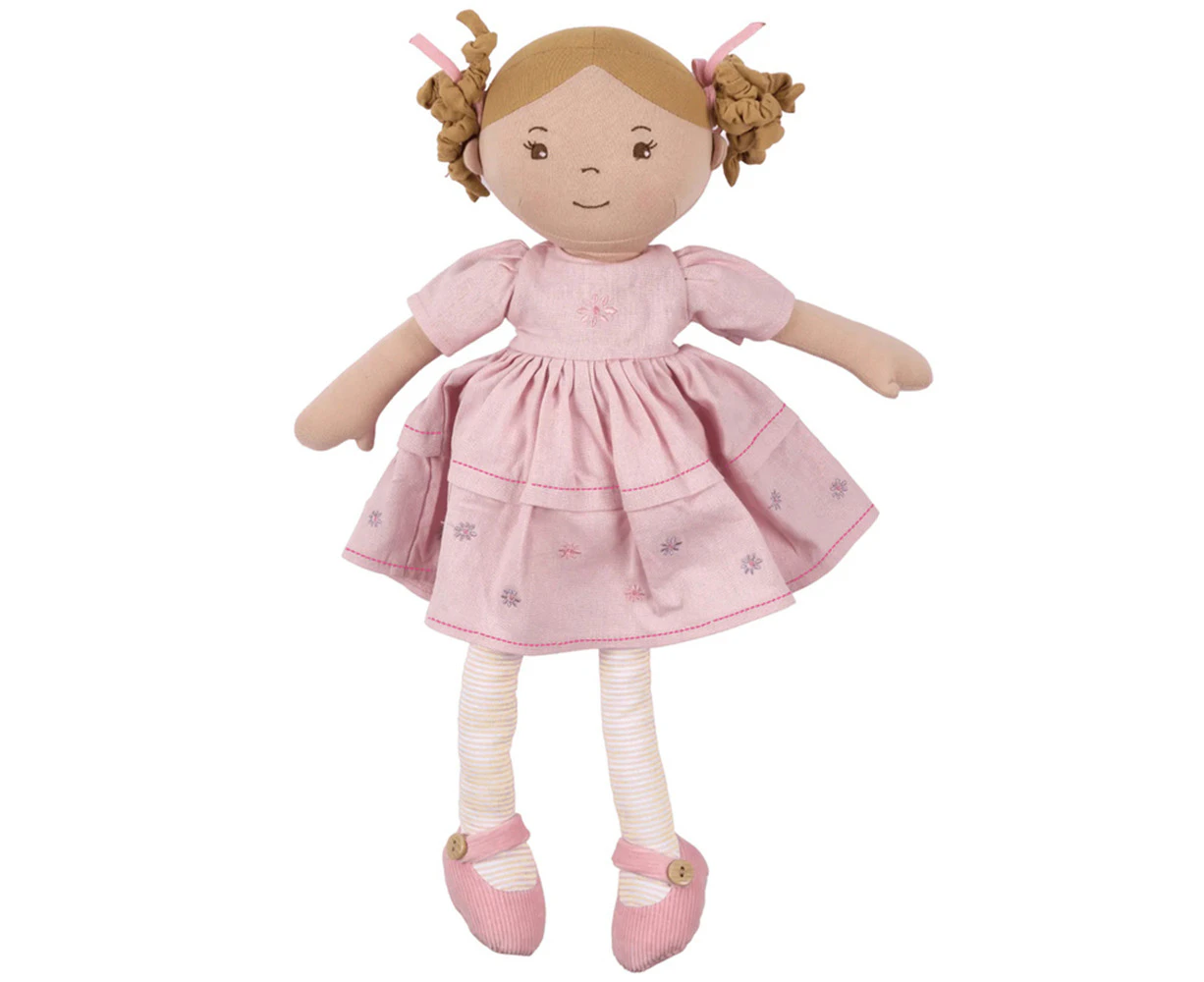 Bonikka Amelia Linen Doll Infant/Newborn 42cm Soft Toy w/ Brown Hair 0m+