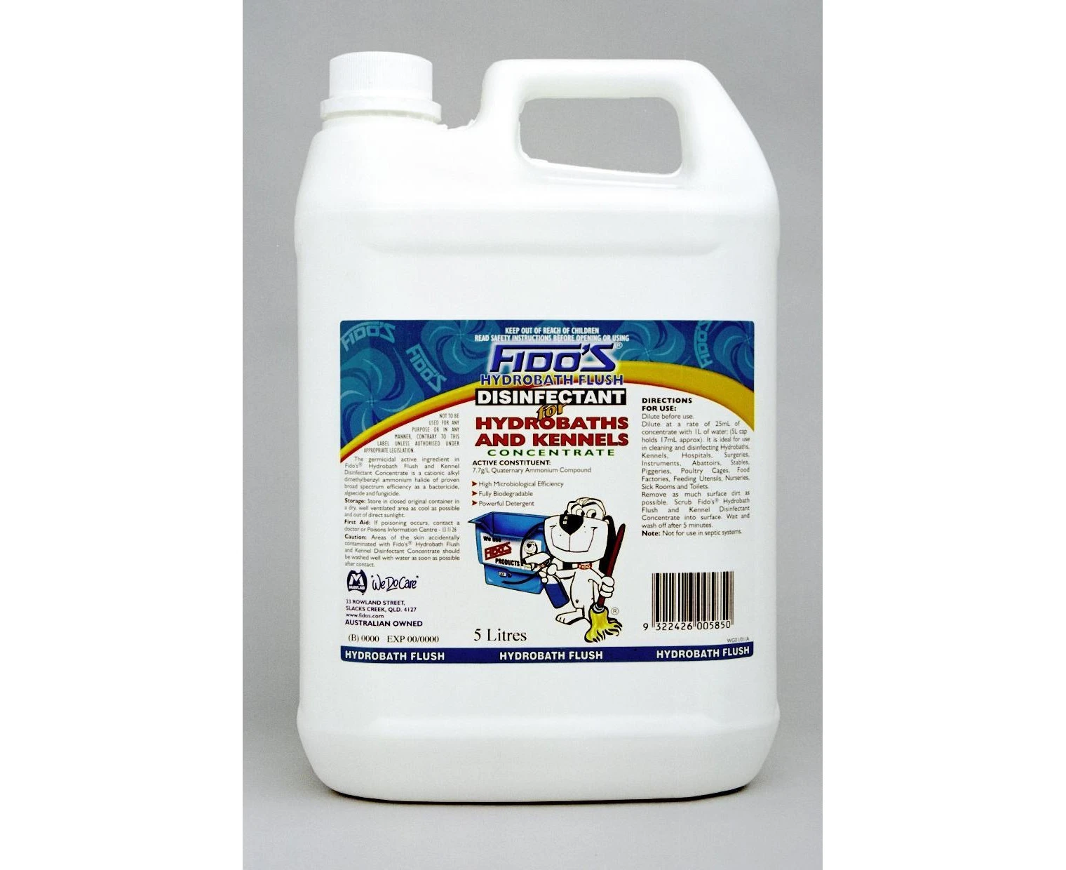 Fidos Hydrobath Flush 5L Disinfectant Concentrated Deodorizing Kennel Cleaner