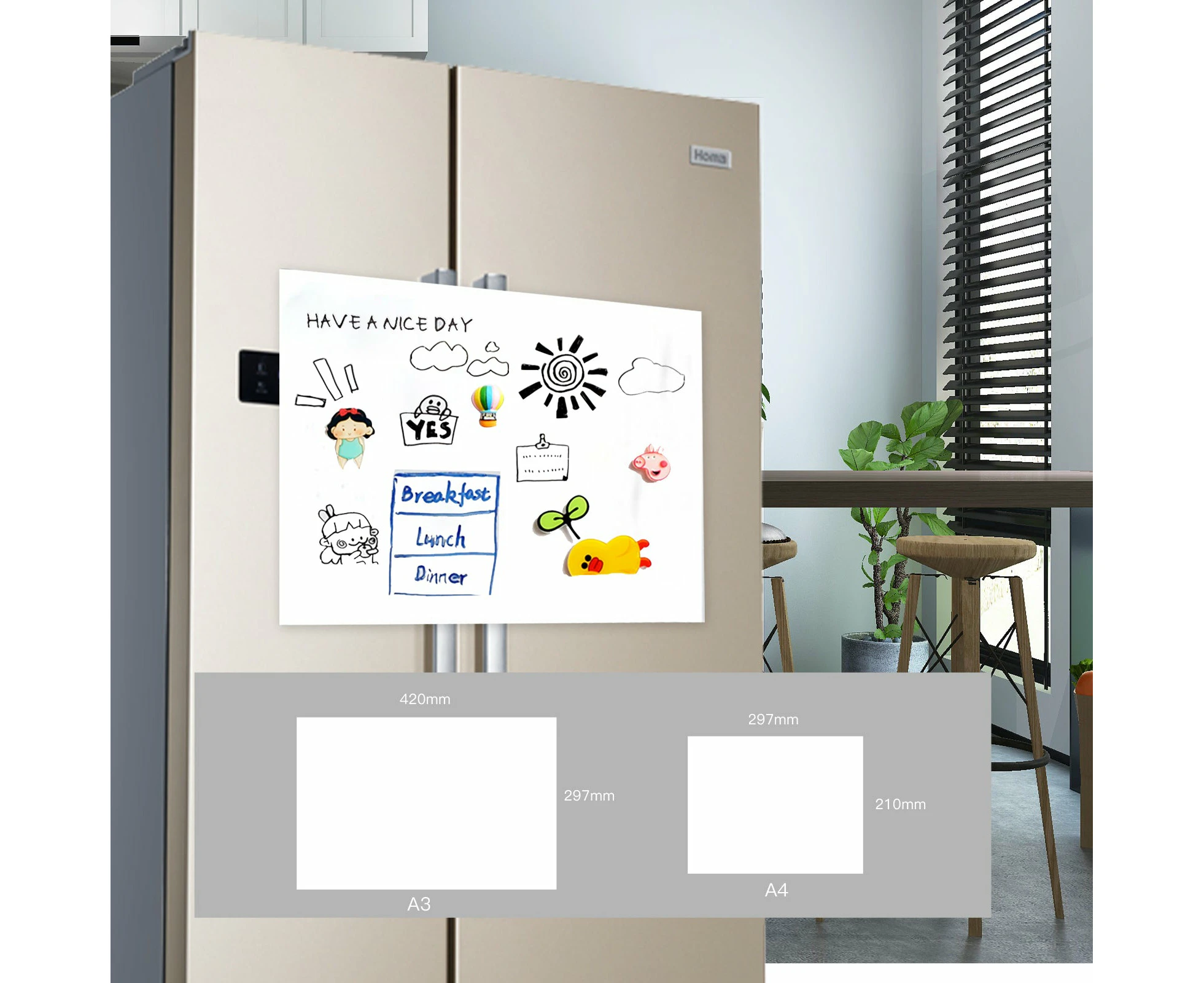 Fridge Magnetic Whiteboard Plain - A4