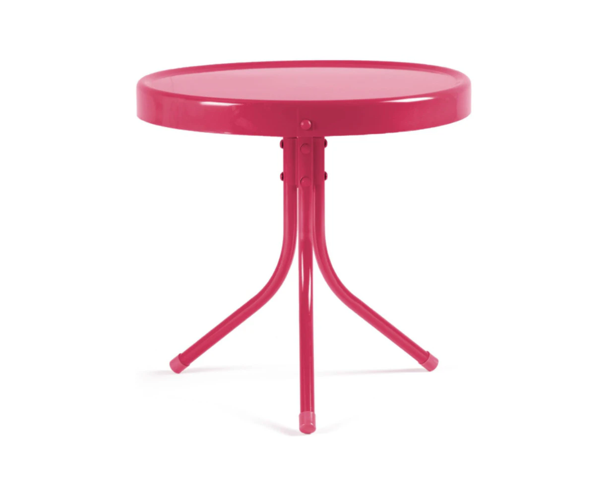 Classic Round Metal Outdoor Table - Hot Pink