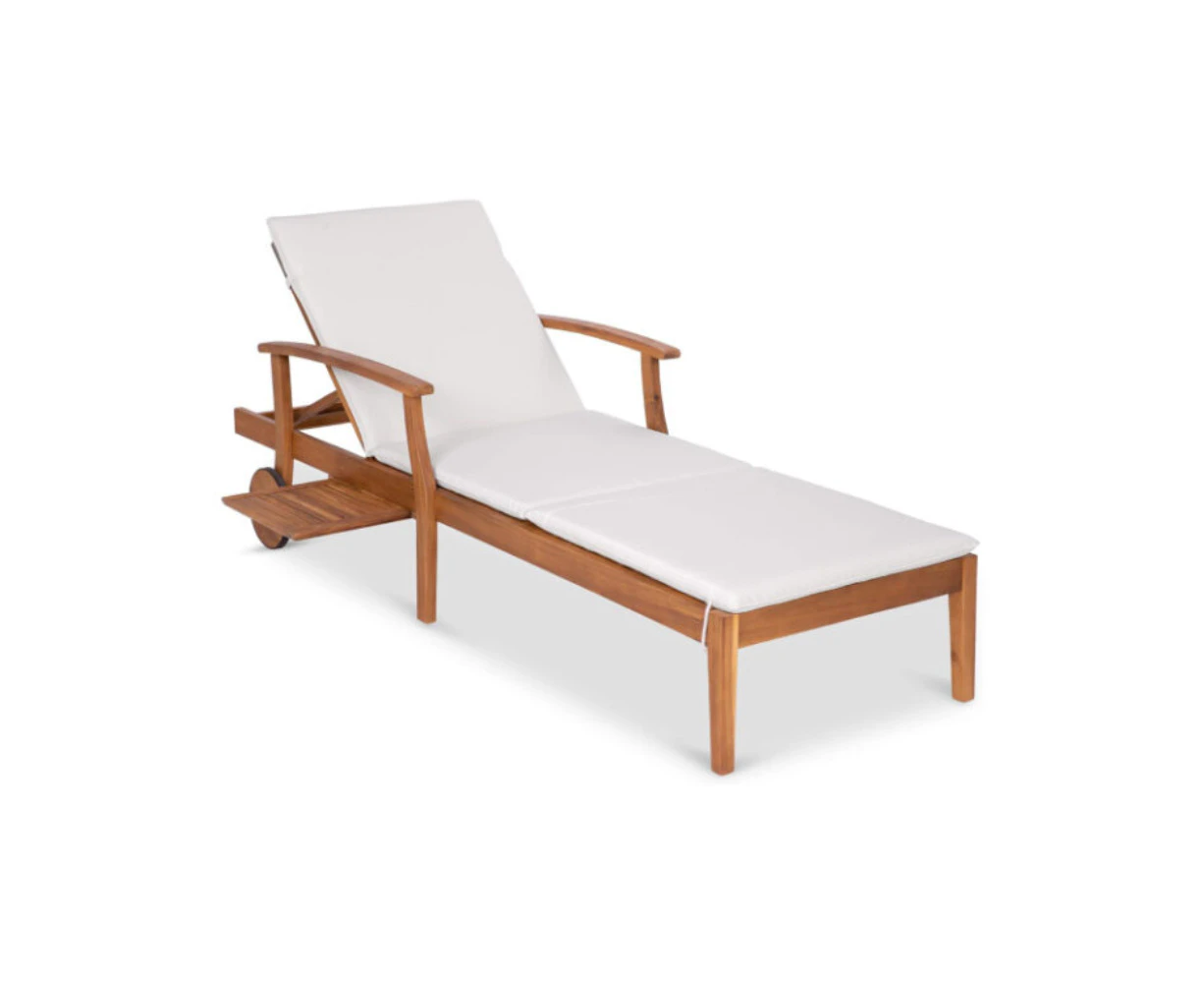 Acacia Wood Lounge Chair With Wheels