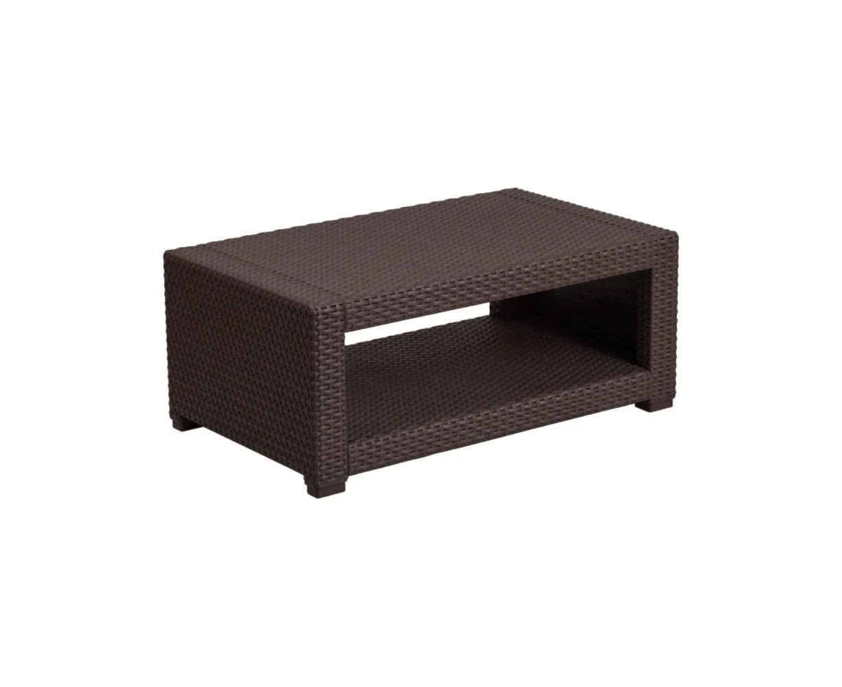 Functional Faux Rattan Accent Outdoor Table