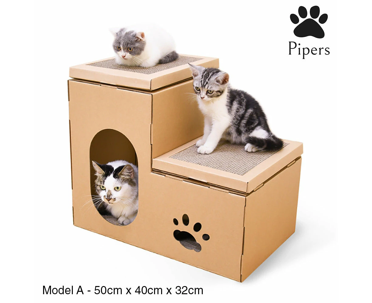 Pipers Cat Cardboard House Tree Tower Condo Scratcher Pet Post Pad Mat Furniture