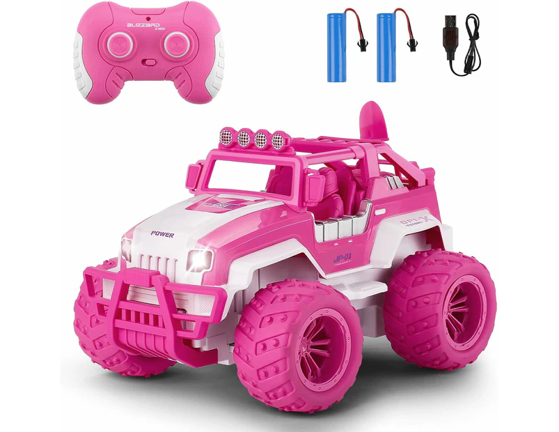 WSECOMM 1:12 Remote Control Car, Pink Cars for Girls, 2.4Ghz Rechargeable Off-Road Truck Vehicle Car Toy with Headlights, Birthday Gift for Kids