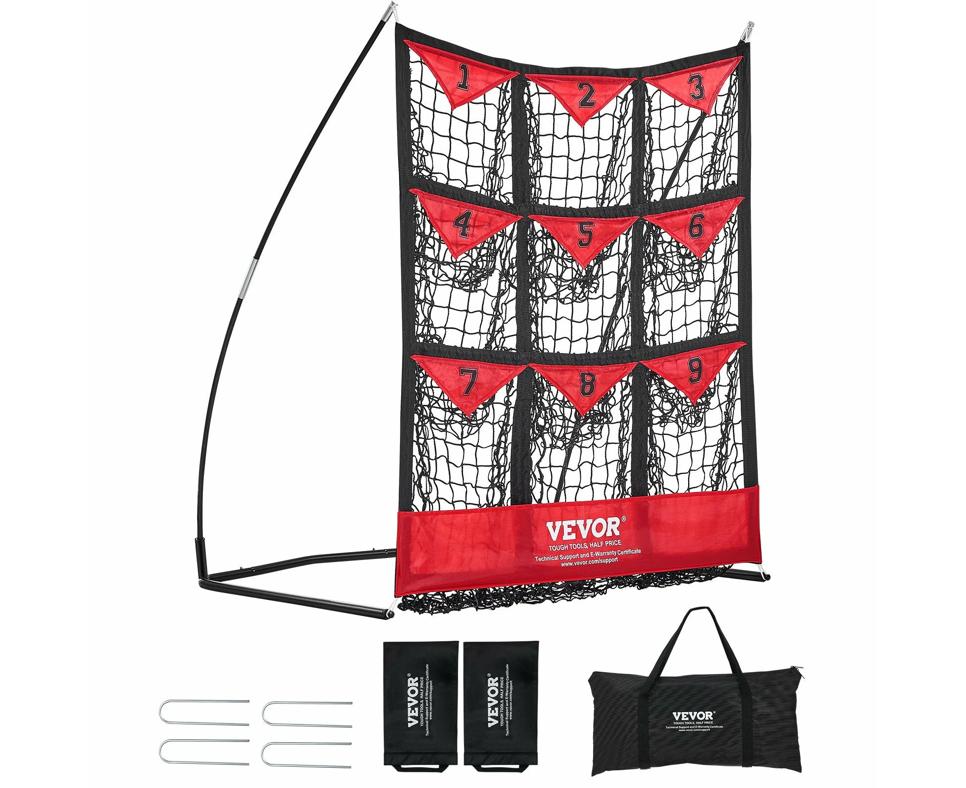 VEVOR 9 Hole Baseball Softball Pitching Net 9 Pocket Hitting Practice 49"x42"