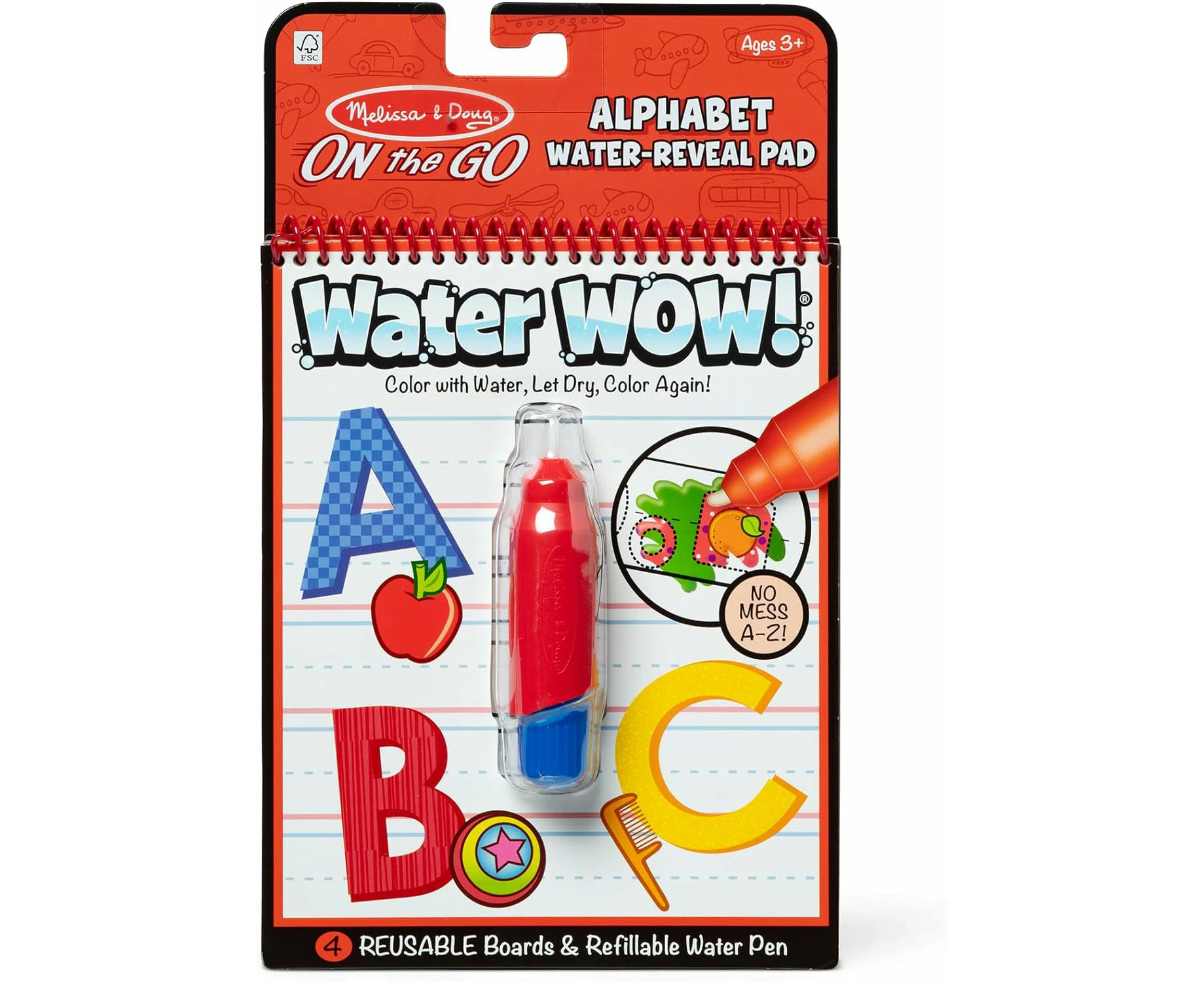 Melissa & Doug 5389 On The Go Water Wow! Alphabet (Reusable Water-Reveal Activity Pad, Chunky-Size Water Pen)